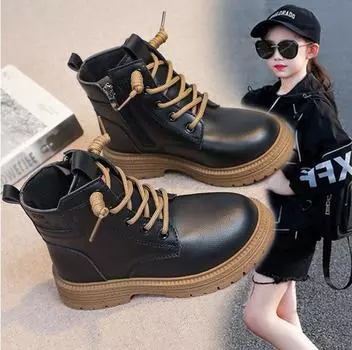 Водонепроницаемые нескользящие кожаные ботинки для девочек с молнией, зимние уличные низкие ботинки на плоской подошве для девочек, размер 26-37, сандалии для женщин 26