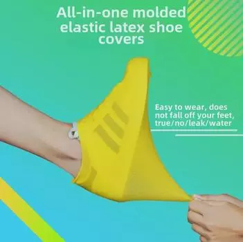 Водонепроницаемые, нескользящие латексные бахилы: Прочные, утолщенные дождевики для взрослых и детей. size L [shoe size 41-47] синий