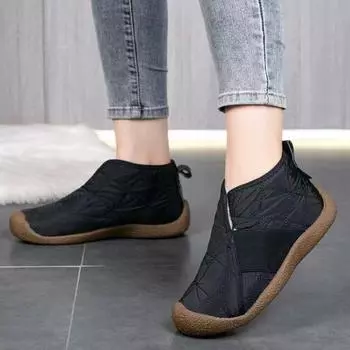 Водонепроницаемые нескользящие зимние ботинки для женщин, новые женские ботинки, теплые плюшевые ботильоны, женская обувь на платформе и плоском каблуке из хлопка 37 чёрный