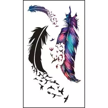 Водонепроницаемые перья ласточки временные татуировки 3D бабочка цветок поддельные та чёрный