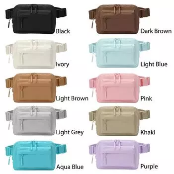 Водонепроницаемые поясные сумки, однотонная нейлоновая поясная сумка с регулируемым ремешком, модная поясная сумка с несколькими карманами для занятий спортом на открытом воздухе светло-серый