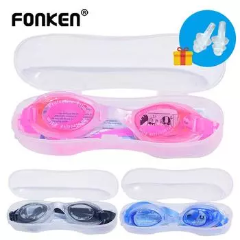 Водонепроницаемые противотуманные очки для плавания Fonken, арена, очки для плавания по рецепту, водные силиконовые большие очки для дайвинга, УФ-защита для мужчин, женщин и детей чёрный