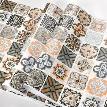 Водонепроницаемые ПВХ наклейки на стену 40 см Самоклеящиеся обои для ванной комнаты Кухонные маслостойкие для ремонта шкафов Европейский стиль 3D Дом 40cmX1m