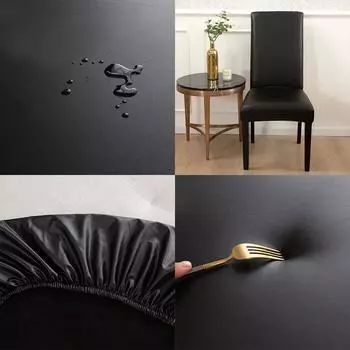 Водонепроницаемые регулируемые чехлы для стульев из искусственной кожи, эластичный жаккардовый чехол для сиденья из спандекса, съемный чехол для стульев с высокой спинкой кофейный