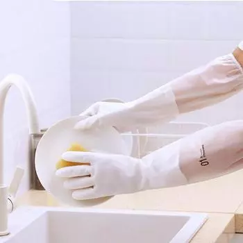 Водонепроницаемые резиновые перчатки для мытья посуды, белые длинные многофункциональные моющие средства для уборки кухни, прочные инструменты для мытья посуды по дому