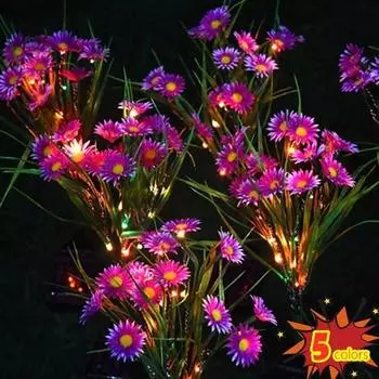 Водонепроницаемые садовые фонари на солнечной энергии, уличные солнечные цветочные фонари для патио, двора, лужайки, пейзажной лампы, праздничный свет 1PCS красный