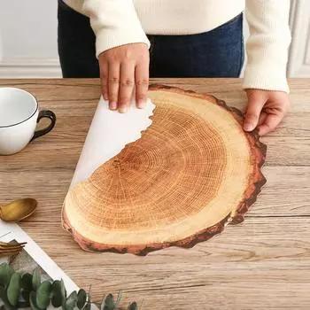 Водонепроницаемые салфетки с текстурой дерева, реалистичные салфетки в естественном скандинавском стиле, устойчивые к пятнам, элегантные подставки под стаканы для мероприятий на открытом воздухе 38x38cm