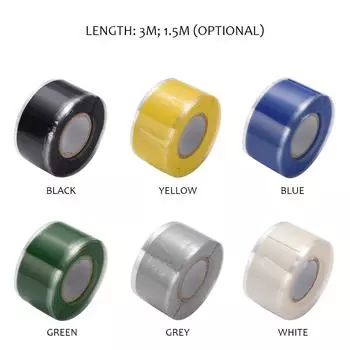 Водонепроницаемые самоклеящиеся ленты для ремонта изоляции из силиконовой резины для электрических кабелей 1.5m чёрный