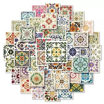 Водонепроницаемые самоклеящиеся наклейки 50 штук с скандинавским узором, элегантный дизайн оконных цветов в стиле ретро, индивидуальные и креативные декоративные наклейки