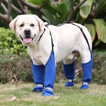 Водонепроницаемые сапоги для собак, регулируемые, с защитой лап, противоскользящие, с подтяжками, для прогулок на свежем воздухе S синий