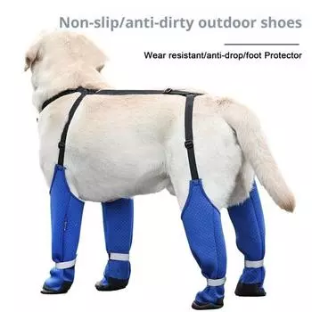 Водонепроницаемые сапоги для собак, регулируемые защитные нескользящие сапоги для собак с подтяжками, обувь для прогулок на свежем воздухе, леггинсы для зимы, снега, дождя, походов S синий