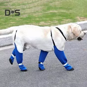 Водонепроницаемые сапоги для собак, регулируемые защитные нескользящие сапоги для собак с подтяжками, обувь для прогулок на свежем воздухе, леггинсы для зимы, снега, дождя, походов S синий