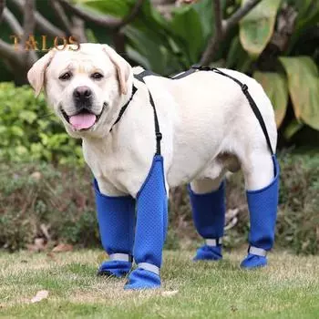 Водонепроницаемые сапоги для собак, регулируемые защитные нескользящие сапоги для собак с подтяжками, обувь для прогулок на свежем воздухе, леггинсы для зимы, снега, дождя, походов S синий