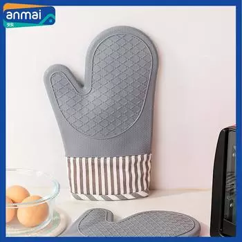 Водонепроницаемые силиконовые рукавицы Anmai, термостойкие, для гриля, духовки, фритюрницы, кухонные рукавицы с крючком, инструмент для выпечки