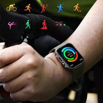 Водонепроницаемые смарт-часы для iPhone с HD-совместимым дисплеем и датчиком сердечного ритма и кислорода в крови чёрный