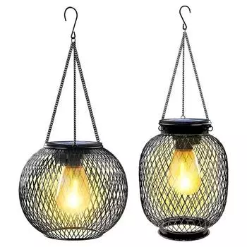 Водонепроницаемые солнечные фонарики, яркие металлические подвесные фонарики на солнечных батареях, прочные перезаряжаемые беспроводные уличные фонари