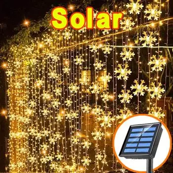 Водонепроницаемые солнечные гирлянды в виде снежинок, уличные гирлянды с 8 режимами для рождественской елки, рождественской вечеринки, домашнего украшения 7M-23Ft-50LED