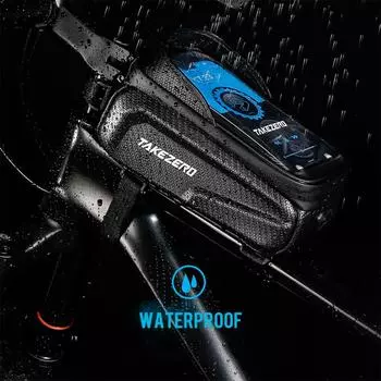 Водонепроницаемые сумки для крепления телефона на велосипеде Передняя рама Верхняя трубчатая сумка с чехлом для держателя телефона с сенсорным экраном чёрный
