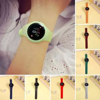 Водонепроницаемые светодиодные спортивные часы для женщин, силиконовый ремешок, светящийся дисплей с полным календарем, цифровые часы с большим шрифтом, идеальный подарок арбуз красный