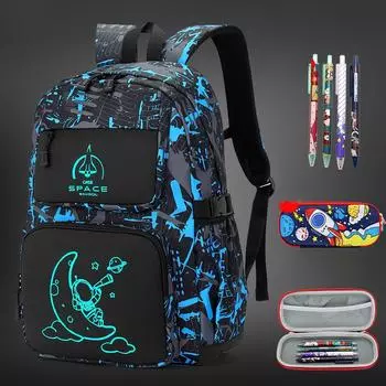 Водонепроницаемые светящиеся детские школьные сумки для мальчиков и подростков, детский школьный рюкзак, ортопедический начальный школьный портфель, сумка для книг
