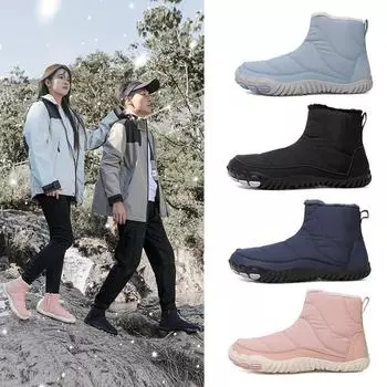 Водонепроницаемые теплые зимние ботинки - износостойкая походная обувь с бархатной подкладкой для пар 36 розовый