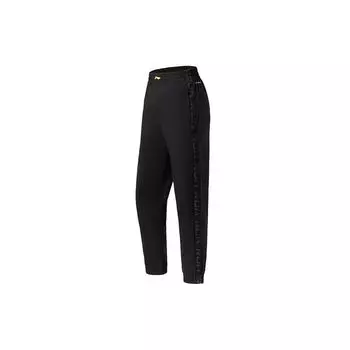 Водонепроницаемые трикотажные спортивные брюки с манжетами Li Ning Running Series, женские брюки черного цвета AYKS046-2 M