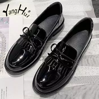 Водонепроницаемые туфли на платформе из искусственной кожи с бабочкой, аксессуары, туфли-лодочки Mary Janes для женщин, 2024, новая мода, весна-осень 35 чёрный