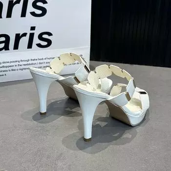 Водонепроницаемые туфли на шпильках с одним словом, высокие каблуки, классные тапочки, женская летняя одежда, корейская версия 2025 года, новый популярный иностранный стиль 35