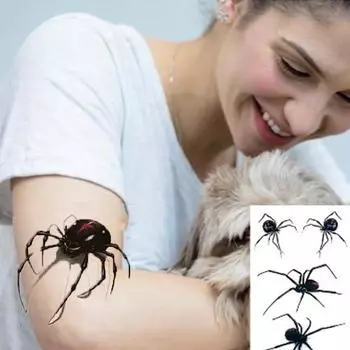 Водонепроницаемые временные татуировки Harajuku для женщин и женщин, индивидуальный 3d дизайн татуировки-наклейки с пауком и насекомым 1PC