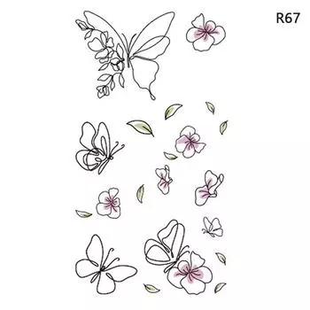 Водонепроницаемые временные татуировки-наклейки Черная бабочка Роза Передача Flash Tatoo