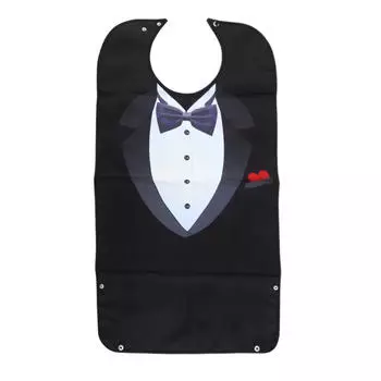 Водонепроницаемые взрослые нагрудники для еды, моющиеся, многоразовые, простые, портативные, удобные, с поддоном для сбора крошек, защита одежды для пожилых людей, мужчин и женщин Green tie чёрный