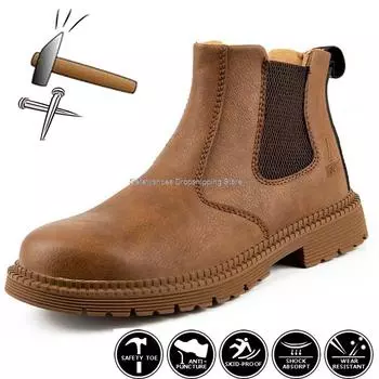 Водонепроницаемые защитные ботинки, мужская защитная обувь, мужские рабочие ботинки с защитой от искр, рабочая обувь с защитой от ножевых ранений, мужская защитная неразрушимая обувь 36