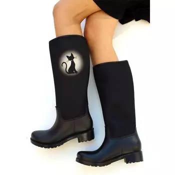 Водонепроницаемые женские резиновые сапоги с кошачьим принтом C19054