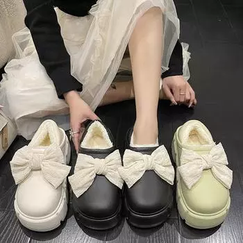 Водонепроницаемые женские тапочки, сабо на меховой подкладке, зимняя садовая обувь, теплые домашние тапочки, домашние и уличные туфли-сабо с противоскользящей подошвой 6 см