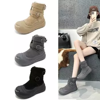 Водонепроницаемые зимние ботинки из натуральной кожи в стиле Ju Jingyi — женские, на толстой подошве, теплые, модный студенческий дизайн 40 абрикосовый