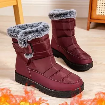 Водонепроницаемые зимние ботинки Lucyever для женщин 2024 года, новые нескользящие зимние ботинки на платформе, женские ботинки с искусственным мехом кролика, сохраняющие тепло 36 чёрный