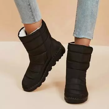 Водонепроницаемые зимние ботинки Rimocy для женщин, нескользящие, сохраняющие тепло, зимняя обувь, женские модные утолщенные плюшевые ботильоны 35 чёрный