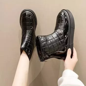 Водонепроницаемые зимние ботинки, женские новые хлопковые ботинки, женские зимние ботинки с флисовой подкладкой, теплые хлопковые ботинки длиной до середины голени, толстая подошва, нескользящая 35