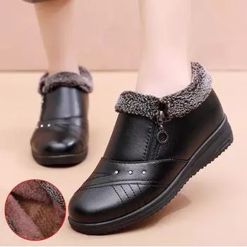 Водонепроницаемые зимние ботинки женские повседневные легкие теплые зимние мягкие кожаные туфли для пожилых людей новые женские короткие ботинки 35