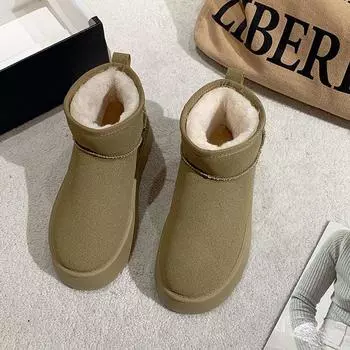 Водонепроницаемые зимние ботинки женские зимние мягкие утолщенные нескользящие хлопковые туфли большого размера 35 чёрный