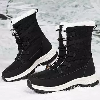 Водонепроницаемые зимние сапоги 35–42, женские размеры, холодные, нетеплые хлопковые сапоги, зимняя уличная хлопковая обувь 35 белый