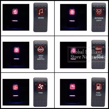 Водонепроницаемый 12 В 24 В ВКЛ-ВЫКЛ 5-контактный автомобильный лодочный караван кулисный переключатель двойной красный светодиодный светильник для музыки салонный светильник вентилятор топливный насос