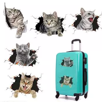 Водонепроницаемый 3D милый кот наклейка на автомобиль наклейка на стену ванная комната туалет забавный домашний декор