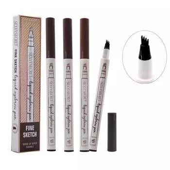 Водонепроницаемый 4 кончика вилки, жидкий карандаш для татуировки бровей, долговечный усилитель для бровей, профессиональная косметика для красоты чёрный