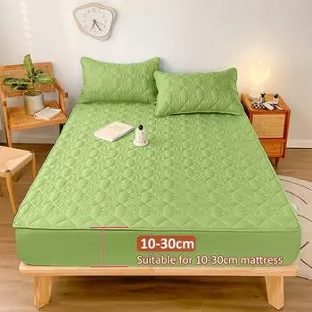 Водонепроницаемый эластичный чехол для матраса, простыни, защитный чехол для кровати, мягкий чехол для матраса размера Queen King, однотонный латексный чехол для коврика 150/160/180x200 1 PC Pillowcase синий