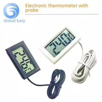 Водонепроницаемый электронный термометр со зондом для измерения температуры внутри и снаружи автомобиля, аквариума и холодильника. 1 meter белый
