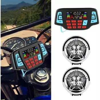 Водонепроницаемый Bluetooth мотоцикл стереодинамики FM радио MP3 музыкальный плеер скутер ATV пульт дистанционного управления динамик скутер USB память чёрный