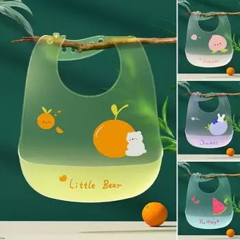 Водонепроницаемый большой емкости, углубленная регулируемая пряжка, 3D желе, тонкий нагрудник, салфетка для детского питания оранжевый