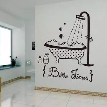 Водонепроницаемый Bubble Time Душ Ванна Наклейка на стену Ванная комната DIY Наклейка Фреска Декор чёрный