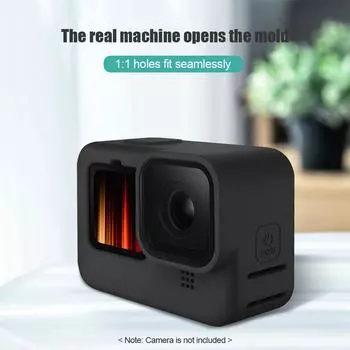 Водонепроницаемый чехол для экшн-камеры Водонепроницаемый комплект с 2 силиконовыми защитными пленками + 3 закаленными чёрный